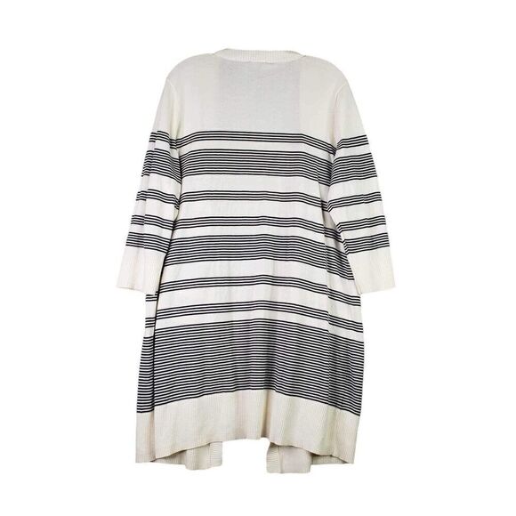 Talbots Cardigan Sweater Blue White Womens Size L Large Long Open Front Cotton - Picture 3 of 7